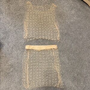 Sheer Beaded Two-Piece Set